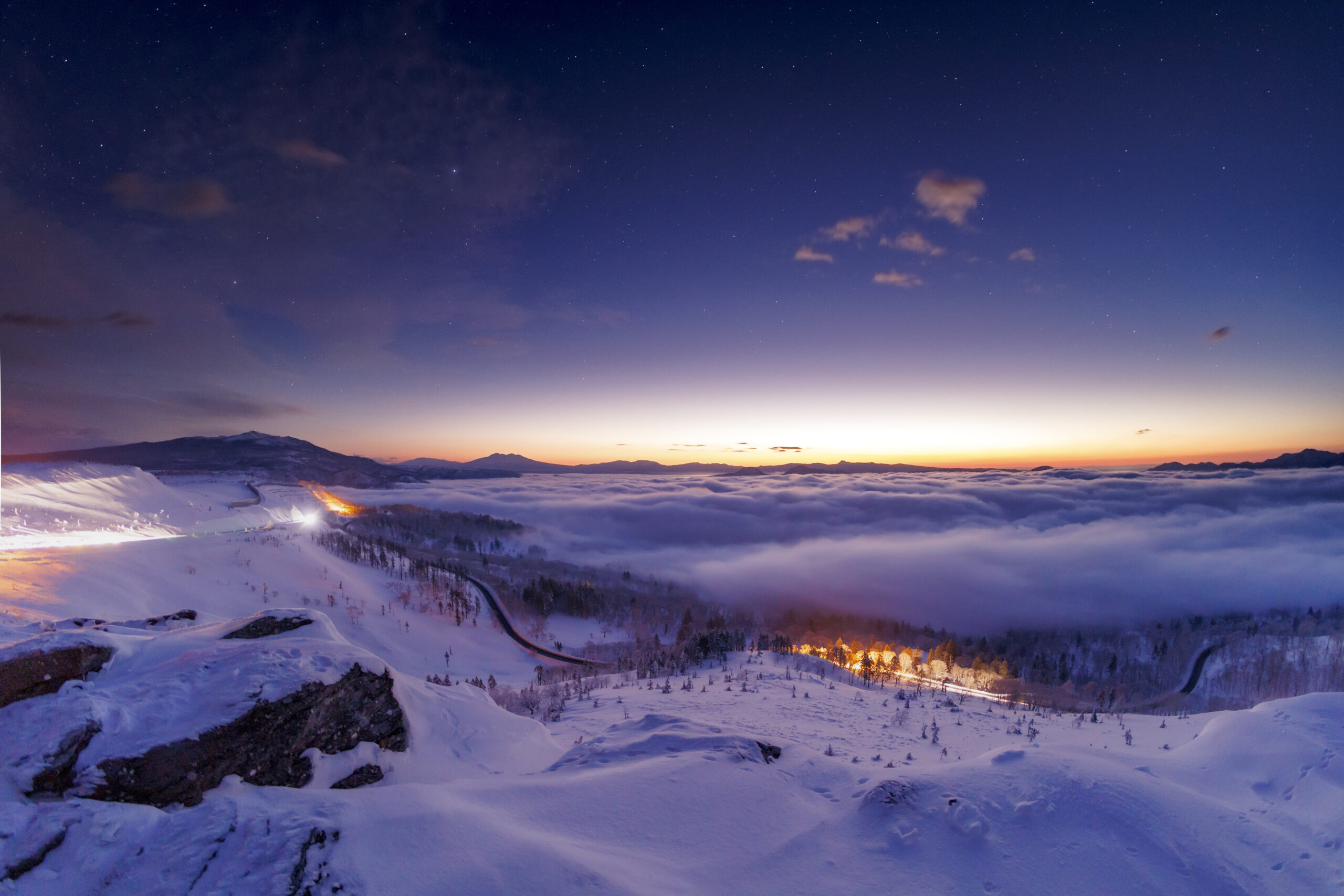 美幌峠の雲海と星空